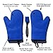 Super Flex Silicone Oven Mitt, Deluxe Quilted Liner, 1 Pair, Royal Blue, Bonus Sauce Brush