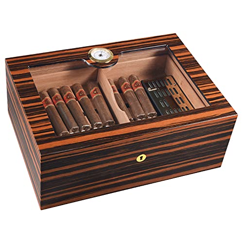 Luxury Humidor Cigar Box, Volenx Glass Top Cigar Box Piano Paint