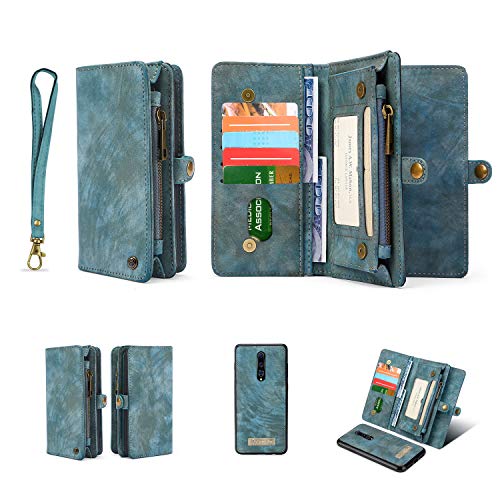 image for Simicoo OnePlus 7 Pro Leather Wallet Zipper Purse Detachable Card Slot