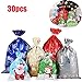 Cabilock 30PCS Christmas Bags with Ribbon: Assorted Sizes Holiday Foil Wrapping Sacks Pouches Christmas Wrap Bag for Xmas Presents Party Favor