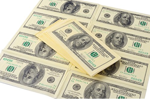 Napkins,Amazlab Print Gag Prank Joke Napkins, Copy Retro $100 American Dollars Napkins ,Funny Napkins for Party ,Banter Money Napkins ,4 Packs (40 Napkins in Total)