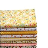 KINGSO 8PCS Cotton Fabric Bundles Quilting Sewing Patchwork Cloths DIY Craft 19.7x19.7inch Yellow Series