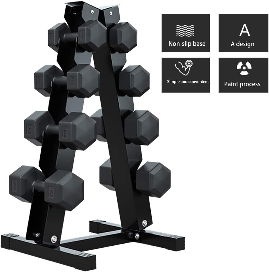 Steel Dumbbell Rack Household Dumbbell Stand Storage Gym Dumbbell Rack Set (Excluding Dumbbells) Anti-slip Rubber Sleeve Bottom Non-slip Foot Sleeve ( Color : Black , Size : 43*42*78cm )
