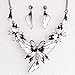 QIYUN.Z Enamel Butterfly Pendant Bib Fringe Y Neck Lariat Necklace Stud Earrings Set