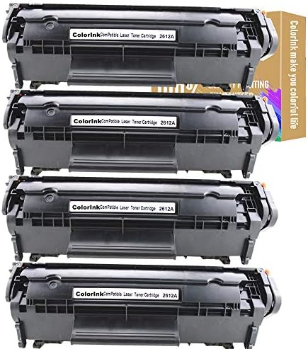 ColorInk 4pack for HP Q2612A 2612A 12A Toner Cartridge for HP Laserjet 1020 1012 1022 1010 1018 1022n 3015 3030 3050 3052 3055 M1319F Printer Cartridge Black Large Toner cartridges