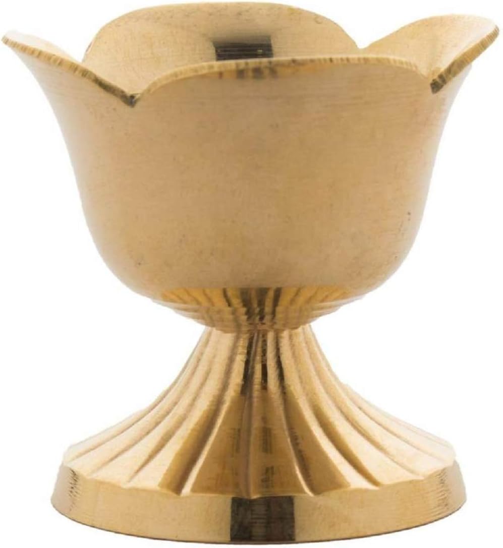 N M Z Brass Rose Shaped Diya Akhand Jyot Large Table Diya(Gold_2.6Inch X 2.6 Inch X 2.65 Inch)
