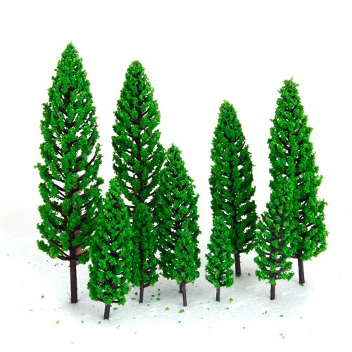 10pcs Mixed Green Model Trees Train Railway Park Scenery Landscape O Scale - Thumbnail 2