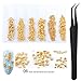 WOKOTO Gold Nail Studs Rivet 3d Nail Art Decorations Kit With Tweezers Mix Shapes Shell Starfish Conch Sea Horse Nail Art Alloy Gems Decorations