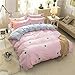 3 Pieces Pink Duvet Cover Set - Ultra Soft and Easy Care Design Bedding Duvet Cover King Size + 2 Pillow Shams- 800 TC Dandelion Girls Comforter Cover with Zipper Closure 4 Corner Ties