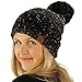 CC Confetti Ombre Big Pom Pom Warm Chunky Soft Stretch Knit Beanie Hat Black