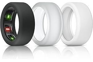BandSmith Silicone Ring Cover Compatible with Oura Ring Protector, Elastic Case for Oura Ring Gen 4/3 Working Out - Patent Protected (Black+Clear+White, S for 678910)