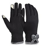 Vbiger Womens Winter Gloves Touch Screen Gloves Thick Warm Windproof Mittens (Black2)