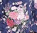 Mignon Cromwell Women's Floral Bride Bridesmaids Robe Satin Wedding Kimono Bridal Dressing Gown Sleepwear, Navy, XL