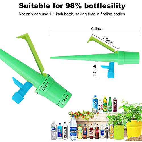 Plant Watering Devices - 12 Pack, Plant Self Watering Spikes, Candywe Plant Waterer with Anti-tilt Bracket & Valve Control Switch,Slow Release Drip Irrigation Watering System for Outdoor Indoor Plants