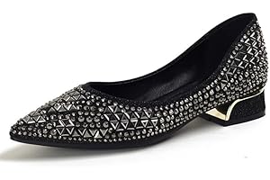 LIYUHANJIALU Flats Shoes Women Rhinestone Pointed Head Ballet Flats Comfortable Soft Memory Foam Insole Flat Shoes for Women Comfortable Dress Shoes