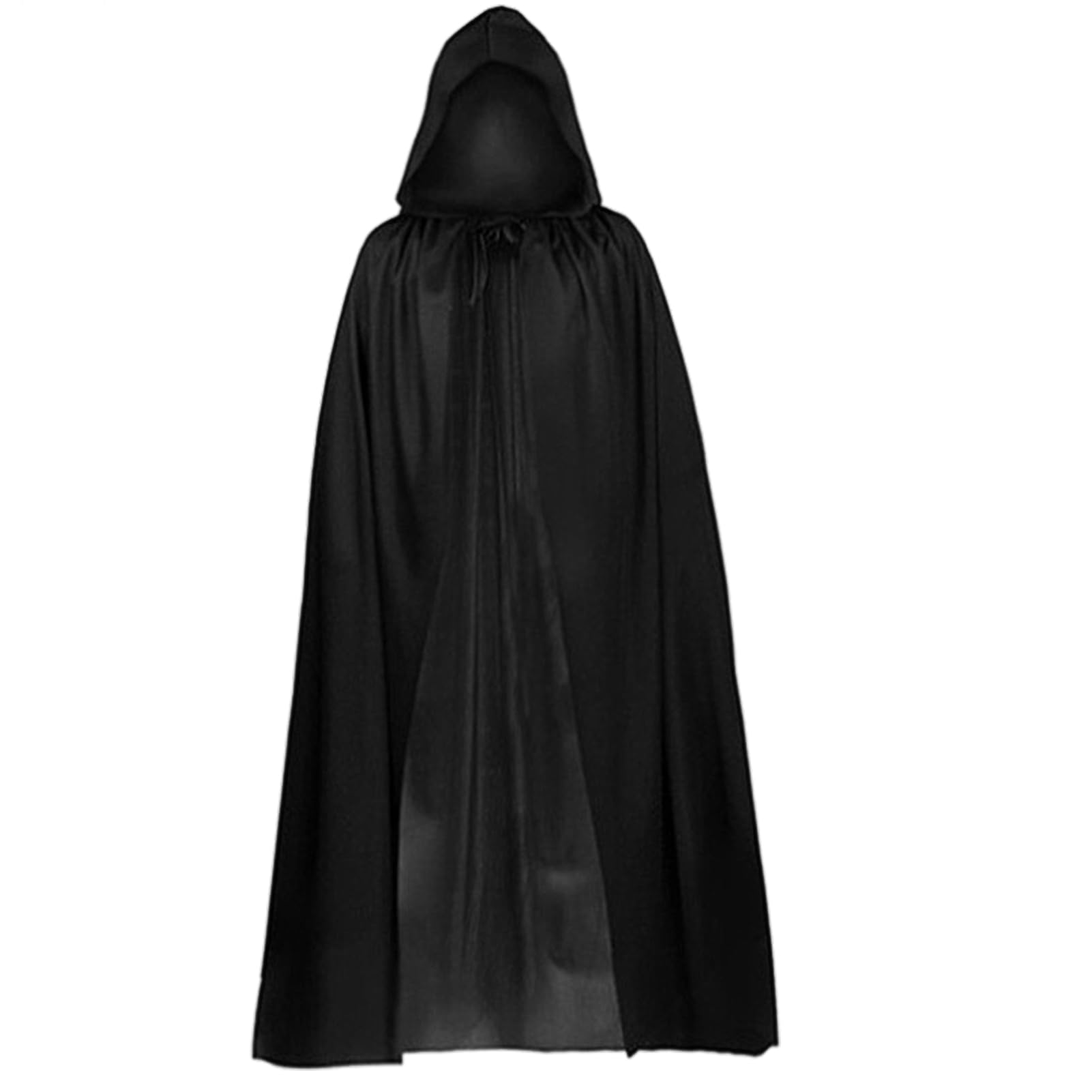 Zngou 1 Pc Black Hooded Cape, 90cm Halloween Hooded Cloak Long Black Robe Cloak Grim Reaper Cape for Boys Girls Halloween Christmas Witch Vampires Costume Cosplay Party