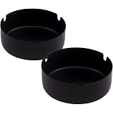 Ashtray Stainless Steel Cigarette Ashtray Ash Tray for Cigarettes 2 Pack (Black, Large-3.94in)