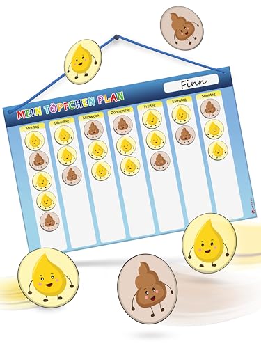 Likarto® Töpfchen Training Für Kinder Magnetisch - Montessori Magnettafel Inkl. 60 Magnete &Amp; Kordel - Komplett Beschreib- Und Abwischbar - Pipi Kacka Magnete - Windelfrei Werden
