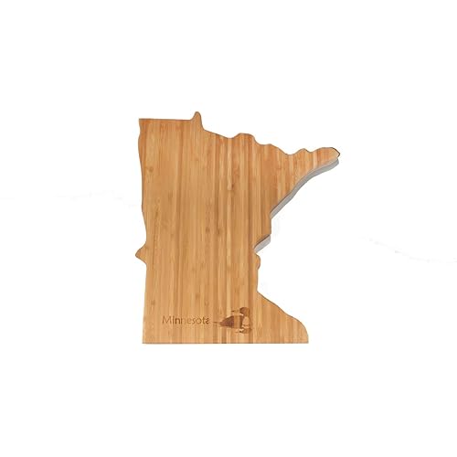 BambooMN Minnesota Silhouette Bamboo Serving and Cutting Board - 10 Units - 10.5" x 11.25" x 0.6"