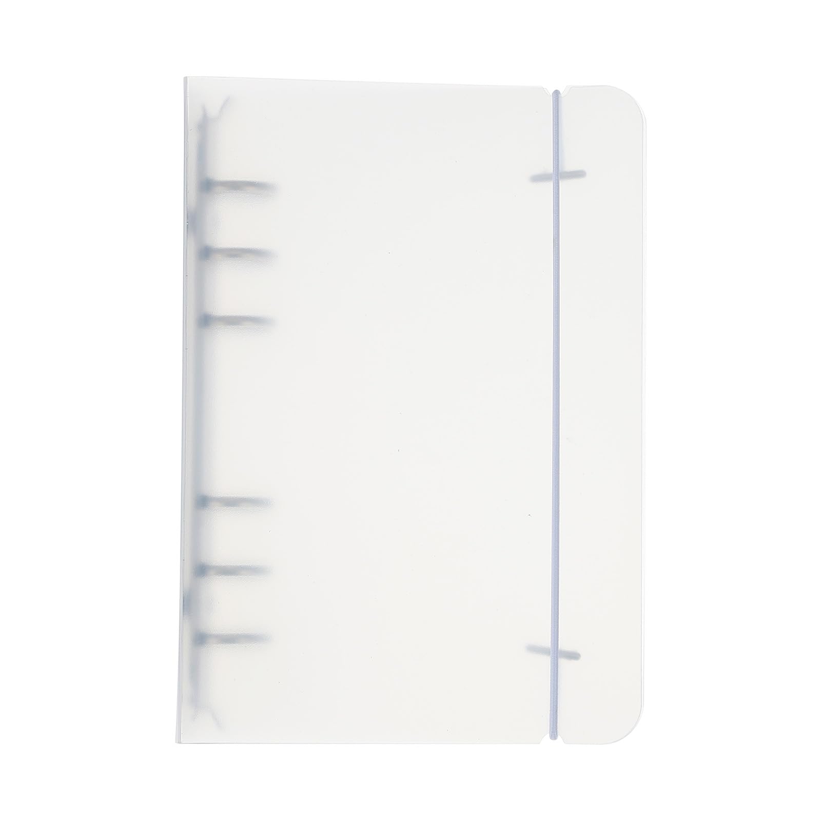 PATIKIL A6 Binder Cover, 1 Pcs PP 6 Ring Round Ring Binder Cover with White Fixing Belt Metal Lock Loose Leaf Binder Protector Refillable Notebook for Meeting Folder, Matte White