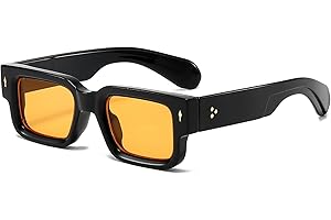 EYLRIM Thick Frame Square Sunglasses for Women Men Chunky Rectangle Sun Glasses Black Shades UV400 Protection