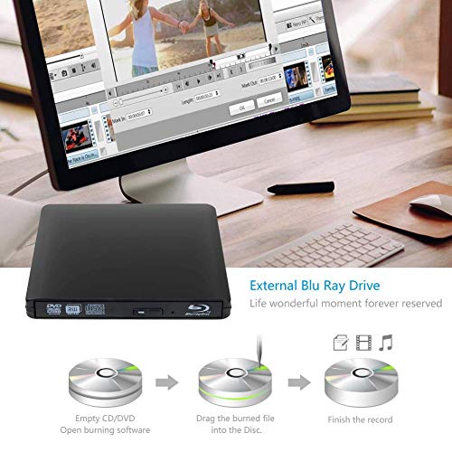 External 4K 3D Blu Ray DVD Drive Burner, Portable Ultra Slim USB 3.0 Blu Ray BD CD DVD Burner Player Writer Reader Disk for Mac OS, Windows 7/8/10,Linxus, Laptop - Thumbnail 5