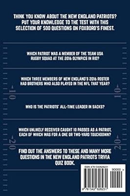 New England Patriots Trivia Quiz Book 500 Questions On Foxboro S Finest By Bradshaw Chris Amazon Ae