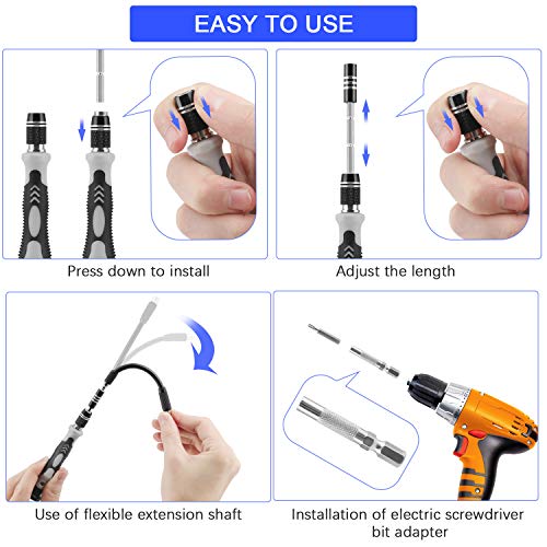 Screwdriver Set, MOICO 122 in 1 Magnetic Precision Screwdriver Set with 101 Replaceable Impact Driver Bits, Hand Repair Tool Kit with Case for iPhone/iPad/Android, Computer, Watch, Electronics