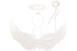 Nishine 26x14 inch Angel Feather Wing Halo and Wand Costume Set Cosplay Halloween Party Favor