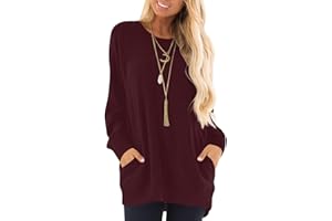 KUOTAI Womens Fall Long Sleeve T-Shirts Casual Tunic Tops for Leggings Loose Soft Blouses with Pocket
