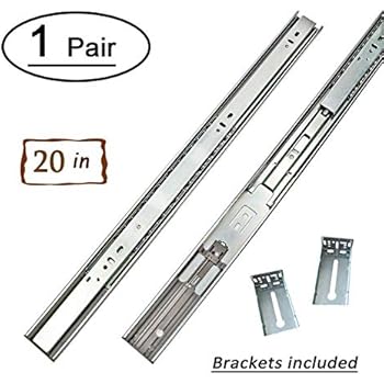 1 Pair 20 Inch Side/Rear Mount Soft Close Drawer Slides Full Extension 3 FOLD Drawer Glides - LONTAN 4502S3-20 Drawer Slides Bottom Mount Heavy Duty 100 LB Drawer Runners with Rear Mounting Brackets