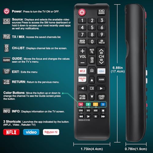 Remote-for-Samsung-Smart-TV, BN59-01315B Remote-to-Distance-Universal-for-Samsung-Television (Pack of 2)