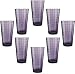 Circleware Plum Drinking Glasses, Huge Set of 8, 17 oz, Heavy Base Highball Tumbler Beverage Ice Tea Cups, Home & Kitchen Entertainment Glassware for Water, Juice, Milk, Beer