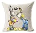 Bnitoam Happy Easter Oil Painting Smile Rabbit Color Egg and Butterflies Cotton Linen Square Decorative Throw Pillow Case Cushion Cover 18inchs