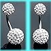LUBINGSHINE 14G Stainless Steel Crystal Disco Ball Belly Button Rings Body Piercing Navel Bars (White)