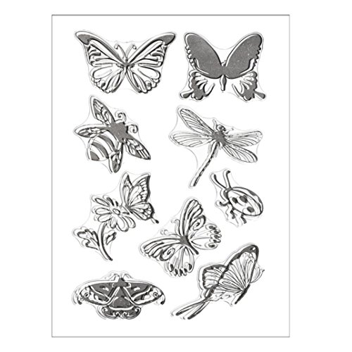 Transer Silicone Butterfly Flower Embossing Folder Template DIY Card Scrapbooking Decor (D, Black)