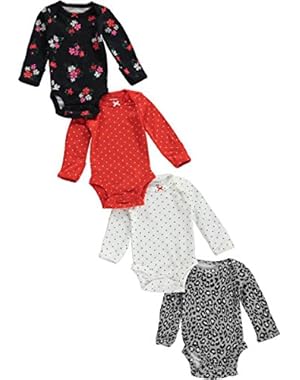 Baby Girls 4 Pack Long Sleeve Bodysuits (Multi)