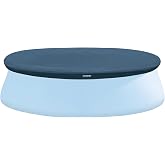 INTEX 28021E Pool Cover: for 10ft Round Easy Set Pools &ndash; Includes Rope Tie &ndash; Drain Holes &ndash; 12in Overhang &ndash; Snug Fit