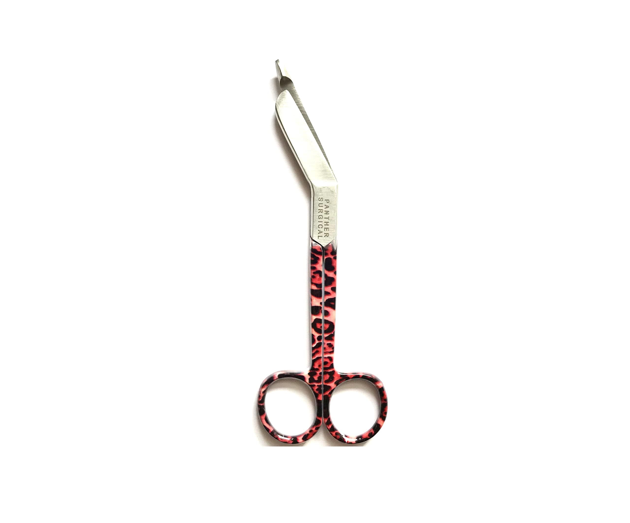 Stainless Steel 5.5 inch Heavy Duty Trauma Lister Bandage Scissors Multi Colored First Aid Utility First Aid Bandage Scissors (Red and Black Pattern)