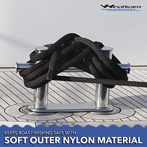 WindRider Dock Lines for Boats 3/8 Inch 15 Ft Pack of 4 with 12inch Eyelet Whipped End Marine