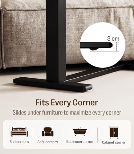 MAIDeSITe C-Shaped Side Table with Wheels, Height Adjustable Table with Double Tilting Tray and Stopper, Ideal for Care, Reading and Teleworking (Walnut)