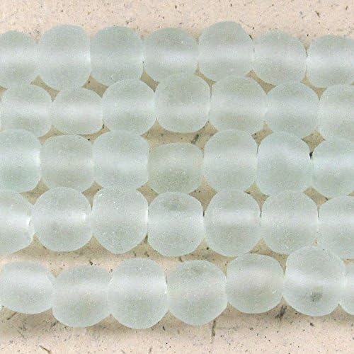 15" Recycled Glass Rustic Round Beads-SEAFOAM GREEN 10mm (40)