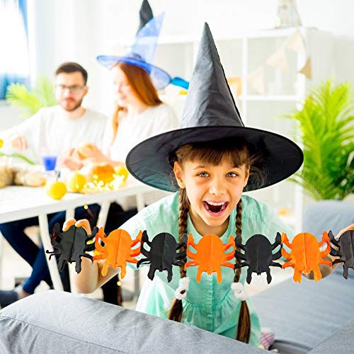 Koogel Halloween Deko Set, 6 STK. Halloween Girlande Spinne Girlande Kürbis Banner Papier Hängendeko für Karneval Halloween Party Garten