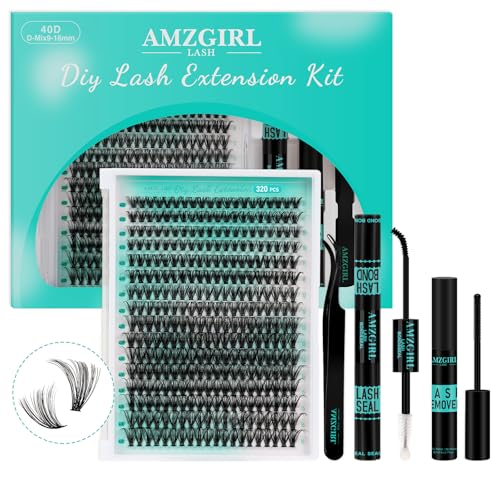 Lash Clusters Kit, 320PCS DIY Lash Extensions 40D, 9-16mm Mixed Length | 320PCS Lash Clusters Kit, 9-16mm mixed lengths, with bond, seal, remover and applicator for natural, wispy or volume looks.