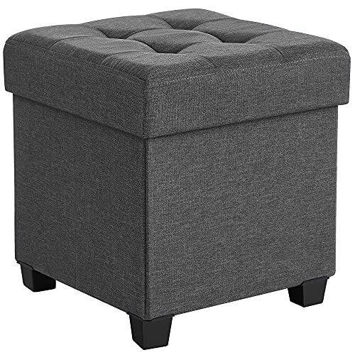 SONGMICS Puff Almancenaje Taburete con Reposapiés 38 x 38 x 40 cm | Taburete con Reposapiés para Salón, Dormitorio MLSF014G01V1