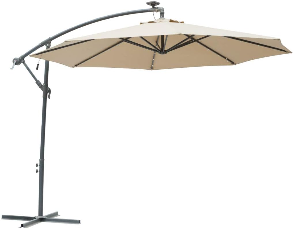 Amazon Com Caymus 10 Offset Cantilever Hanging Patio Umbrella Freestanding Outdoor Adjustable Market Umbrella With 32 Led Light Taope Garden Outdoor