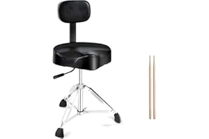 ASDJAKZP Drum Throne with Backrest, Height Adjustable Padded Drum Seat Stools Chair, Portable Adjustable 360° Rotation Drum S