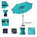 C-Hopetree 9 ft Outdoor Patio Market Table Umbrella with Solar LED Lights and Tilt, Aqua Blue