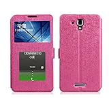 podofo Ultra-thin Luxury Pu Flip Leather Stand Protective Case Cover with Smart Windows for Lenovo S8 S898t (Rose)