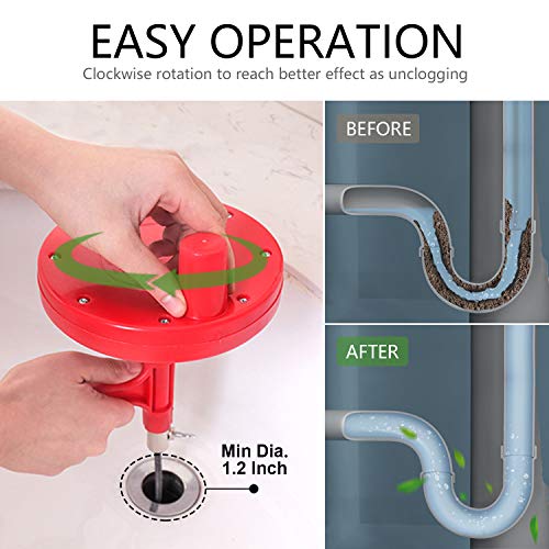 Plumbing Snake Drain Auger 25 Feet, Sink Snake Hair Clog Remover, Heavy